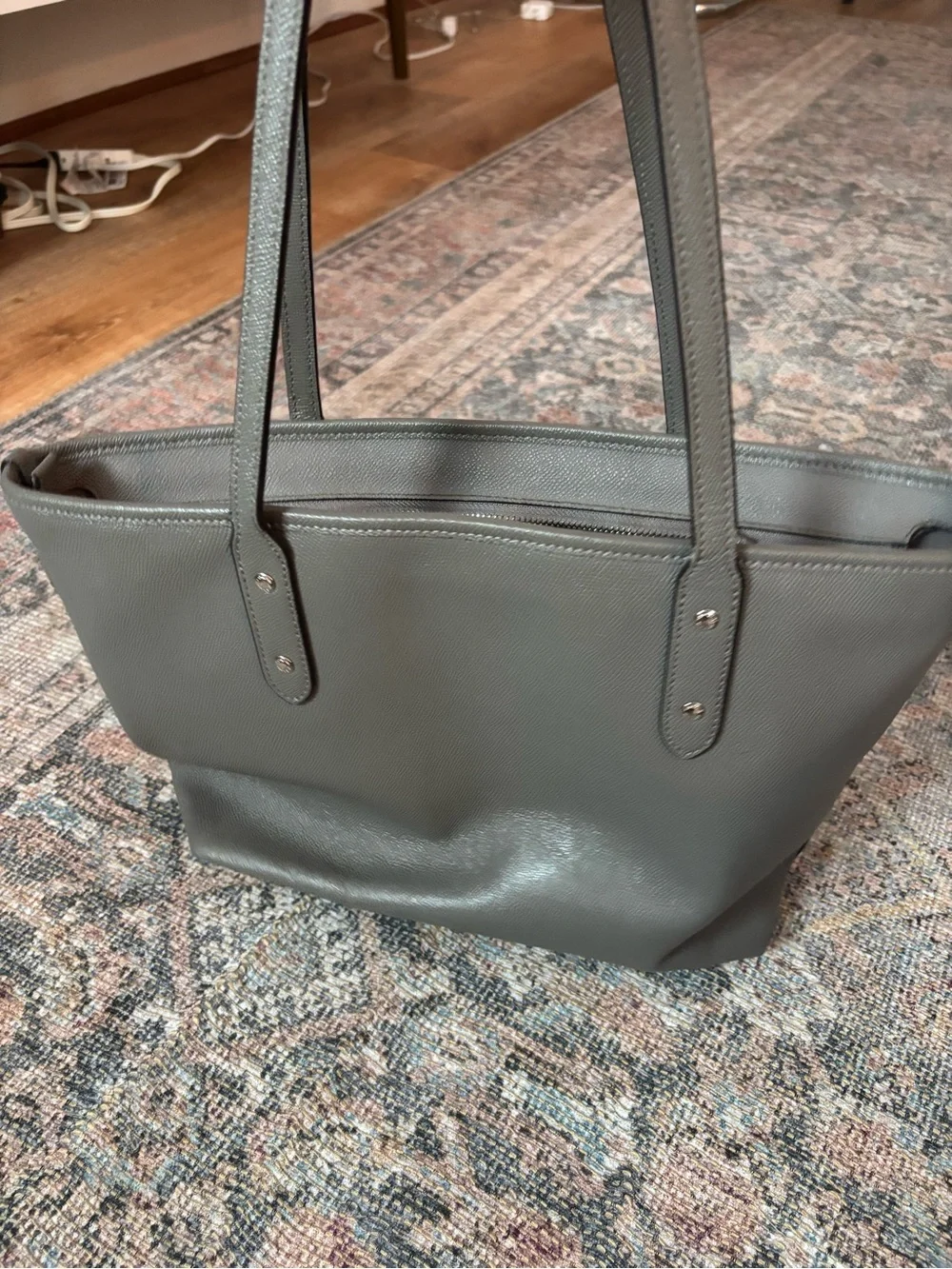 Coach City Zip Top Toe Pebbled Leather in Gray